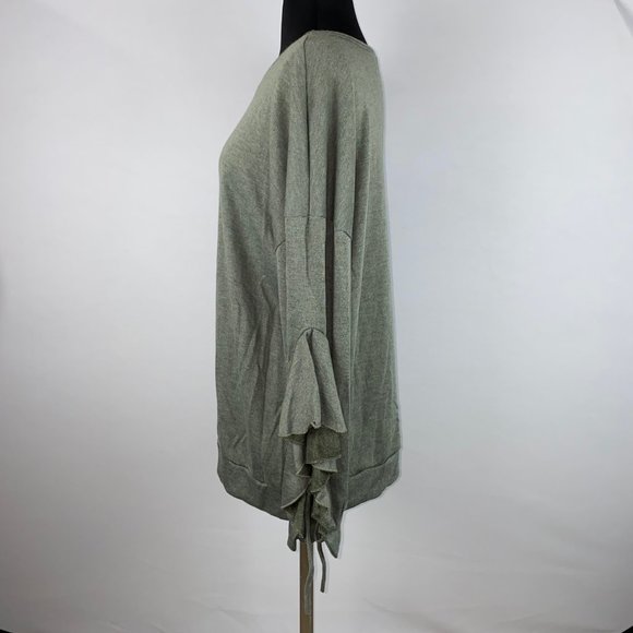 Cotton Bleu L Top Ruffle Tie Accented Sleeves - Picture 3 of 11